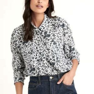 Lucky Brand Utility Blouse-Blue/White Floral